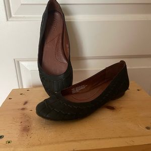 Naya Black Leather flats